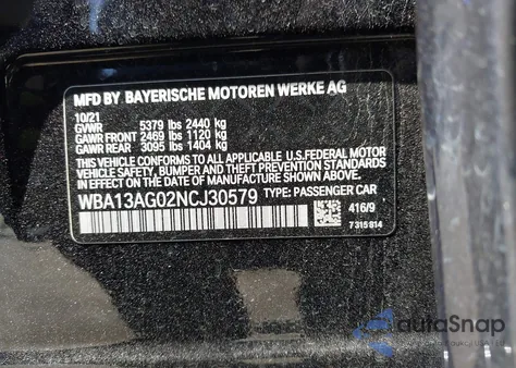 2022 BMW 530E from USA, damaged, VIN WBA13AG02NCJ30579